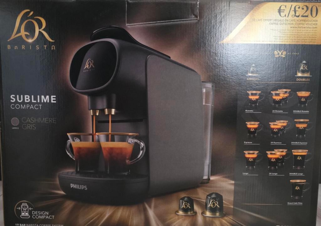 L’OR Sublime LM9012/20 Machine à café à capsules, Electroménager, Neuf, Réservoir d'eau amovible, Dosettes et capsules de café