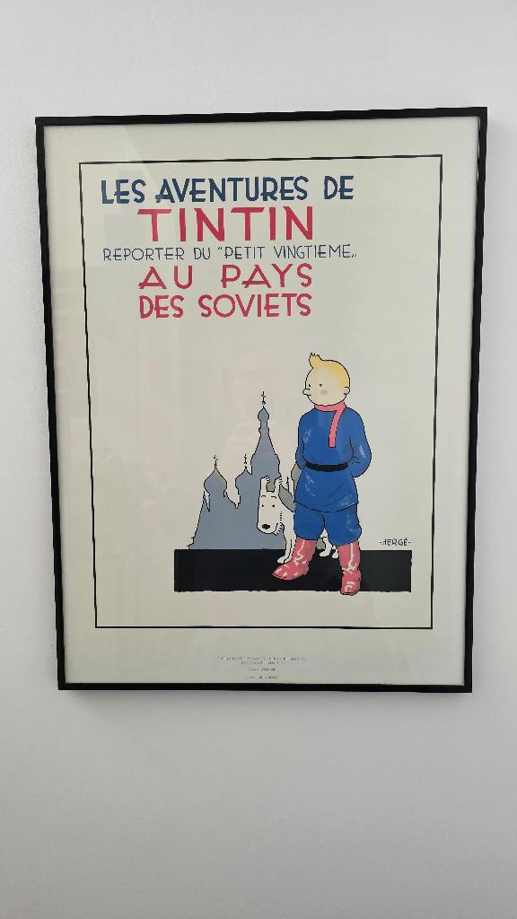 Poster TINTIN poster met lijst, Ophalen, Rechthoekig Staand, Met lijst, Deurposter of groter