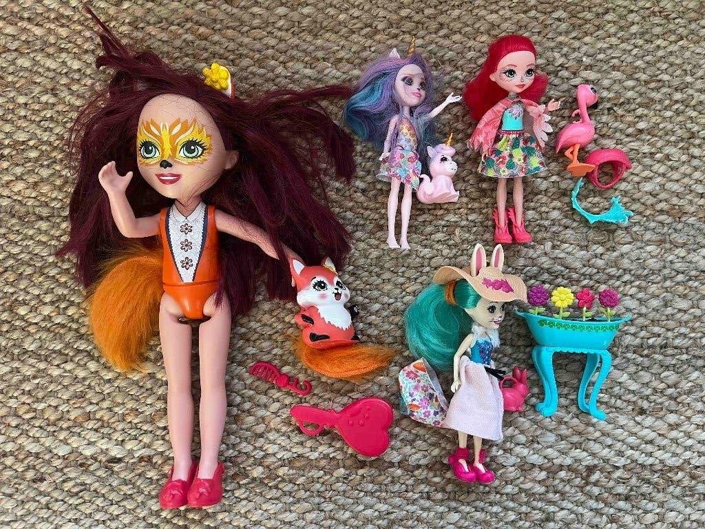 Lot 4 poupées Enchantimals avec animaux et accessoires, Enfants & Bébés, Enlèvement ou Envoi, Utilisé, Autres types