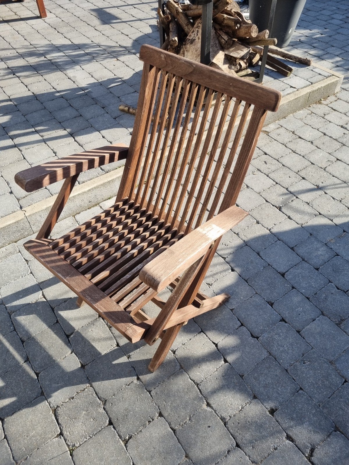 4 chaises en teck, Jardin & Terrasse, Enlèvement, Comme neuf, Bois, Pliant