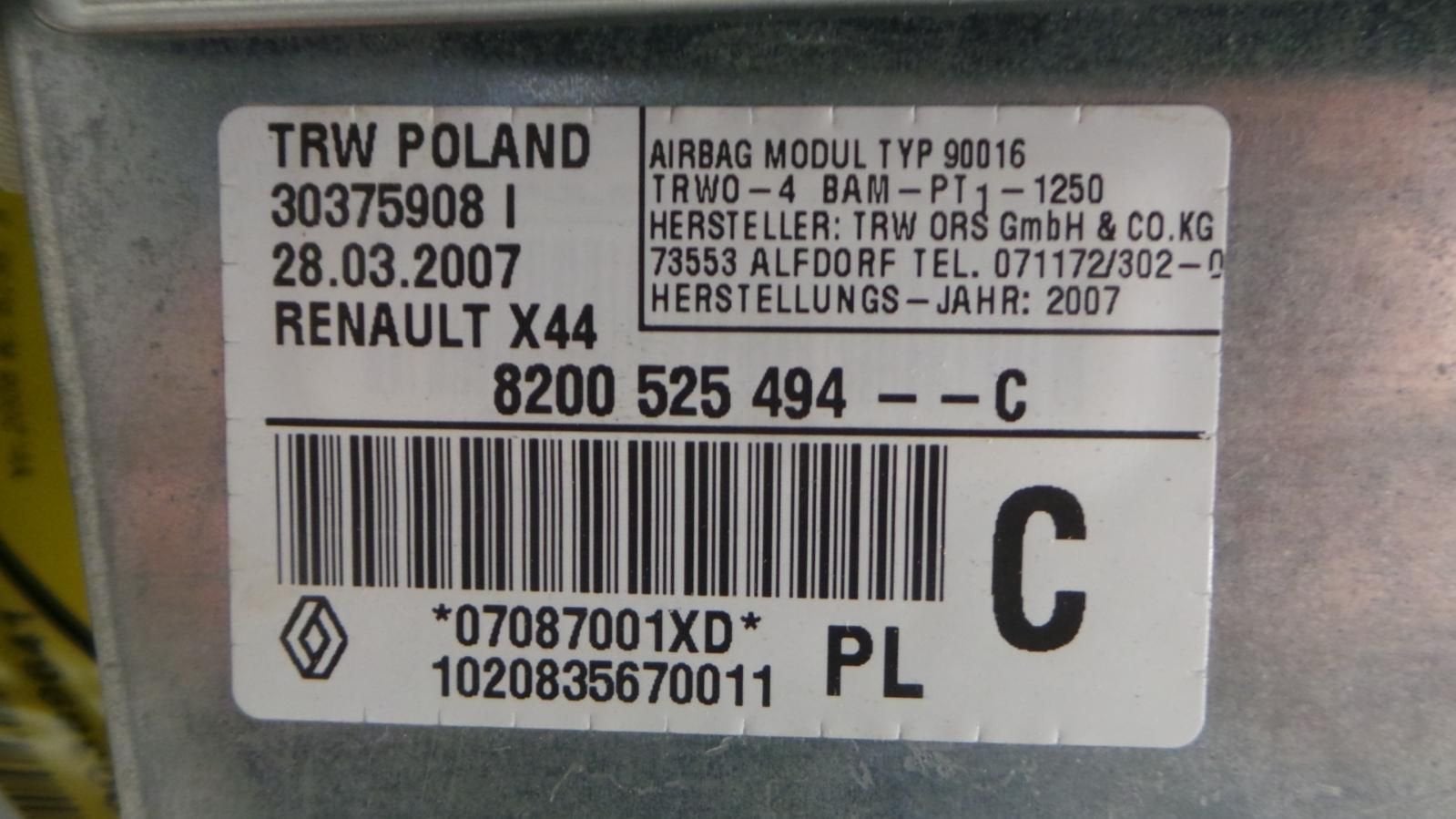 RENAULT TWINGO AIRBAG RECHTS 2008, Ophalen of Verzenden, Gebruikt, ARN erkend
