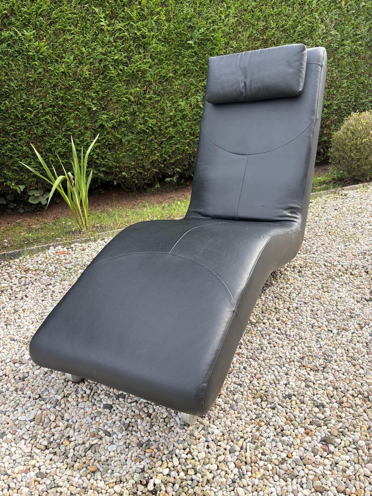 Zwarte lederen chaise longue, 150 cm ou plus, Moins de 150 cm, Enlèvement, Une personne