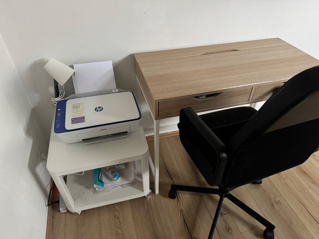 Lot bureau + chaise + meuble imprimante SANS imprimante, Enlèvement, Comme neuf, Autres types