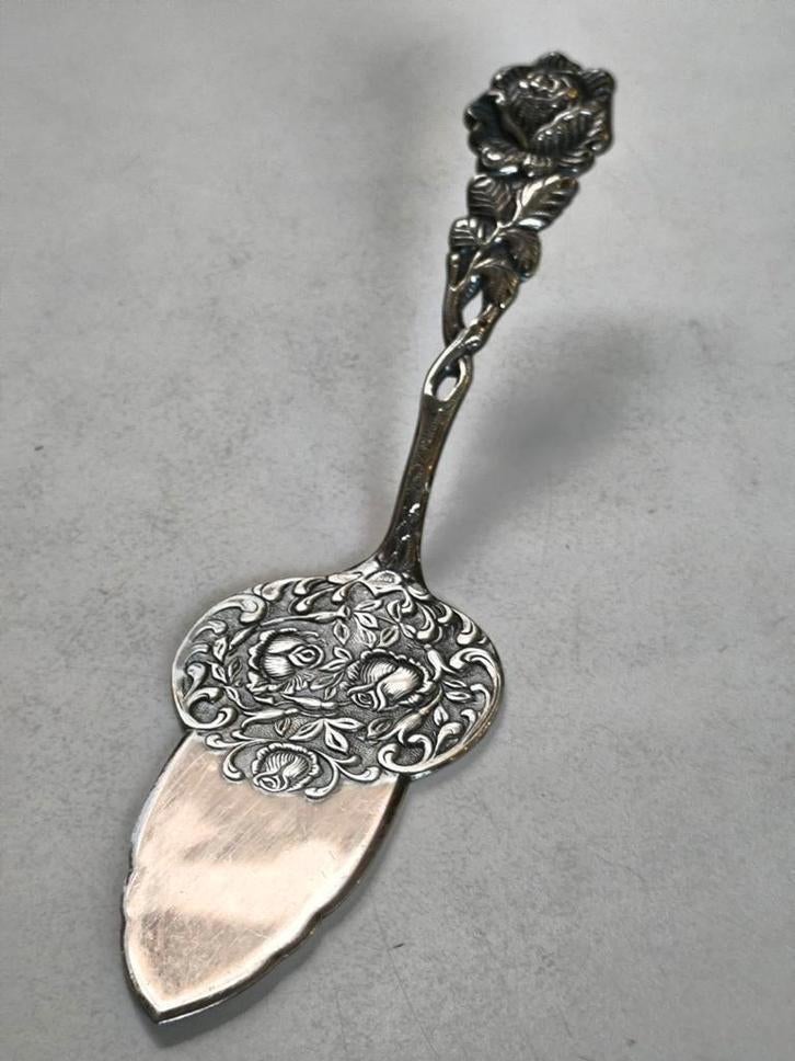Antieke verzilverde taartschep, Hildesheim Rose, Ophalen of Verzenden