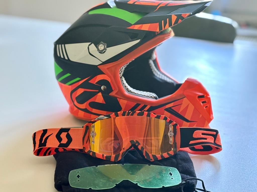 Casque cross Acerbis + lunettes Scott neuf, Motos, Enlèvement, Neuf
