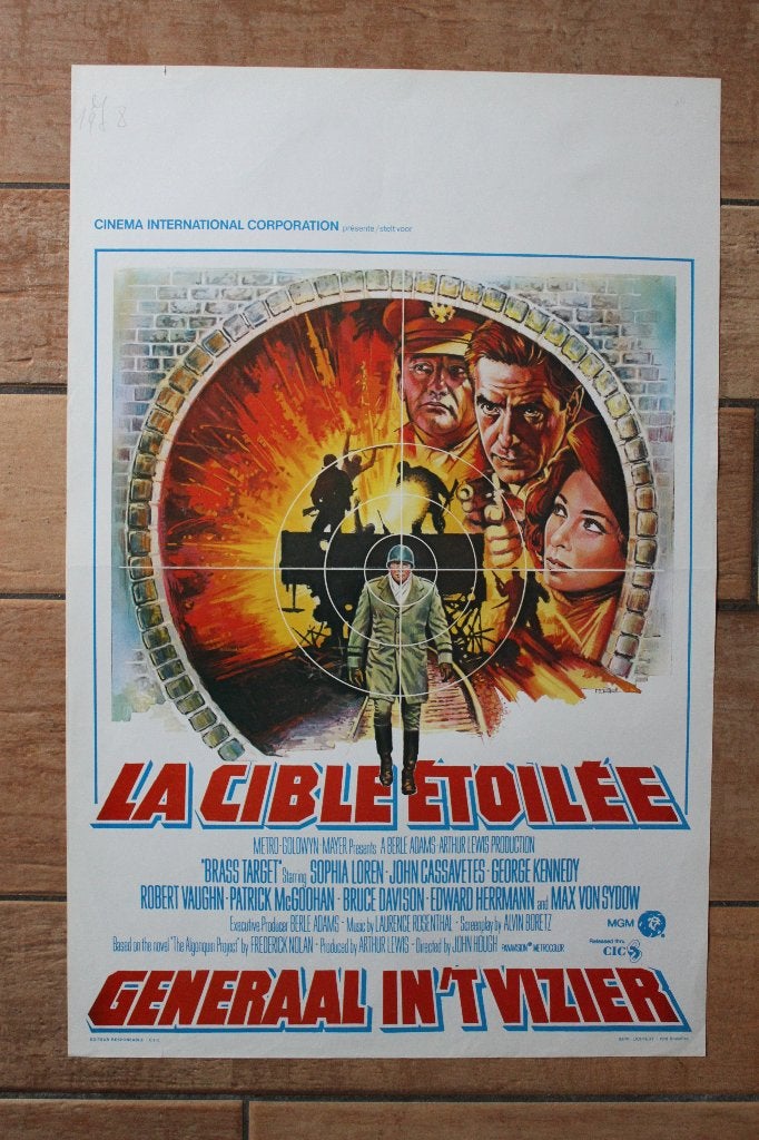 filmaffiche Sophia Loren Brass Target 1978 filmposter, Rechthoekig Staand, Ophalen of Verzenden, Zo goed als nieuw, A1 t/m A3