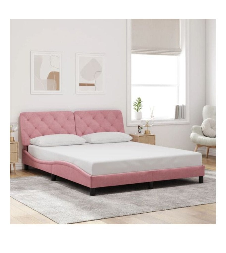 Roze bedframe 1m60 x 2m, Huis en Inrichting, Ophalen, Overige kleuren, 200 cm, Stof