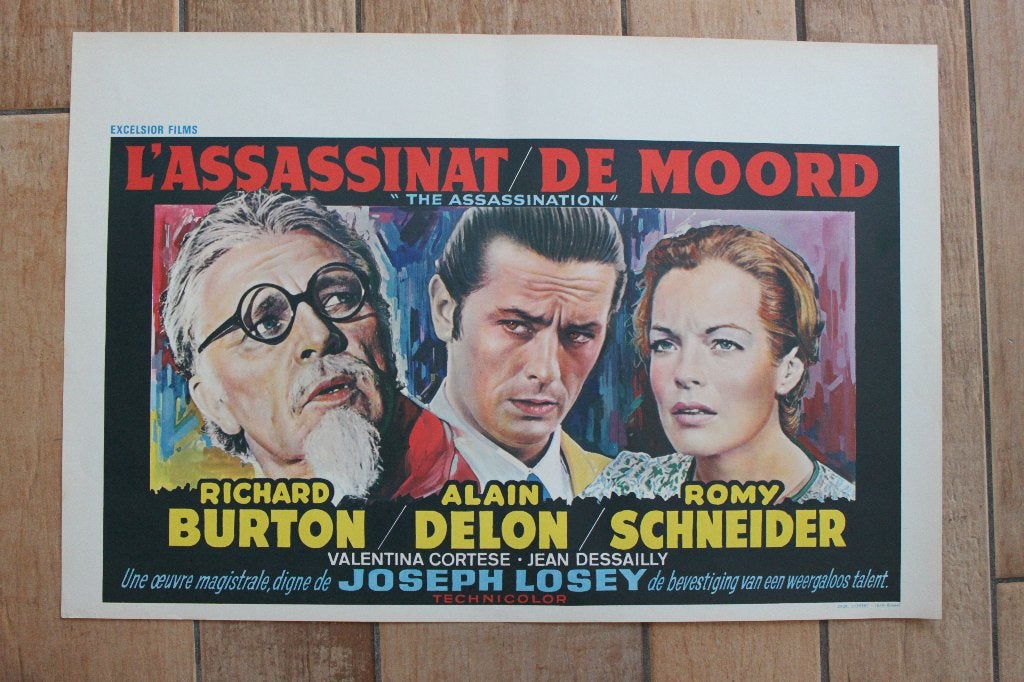 filmaffiche Alain Delon l'assassinat de Trotsky filmposter, Collections, Enlèvement ou Envoi, Rectangulaire horizontal, A1 jusqu'à A3
