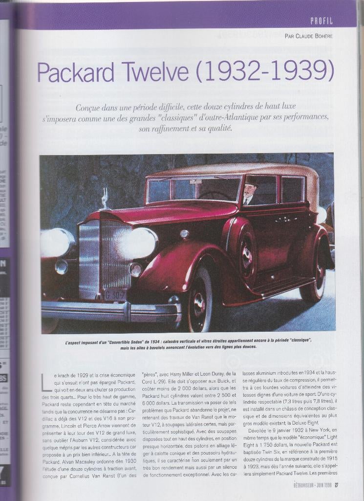 1932-1939 Packard Twelve voiture de collection, Livres, Envoi, Utilisé