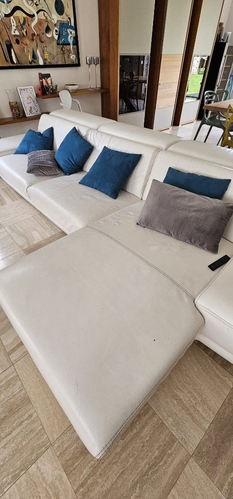 Canapé d'angle cuir crème Kler (Pologne), 75 à 100 cm, Quatre personnes ou plus, Enlèvement, Utilisé