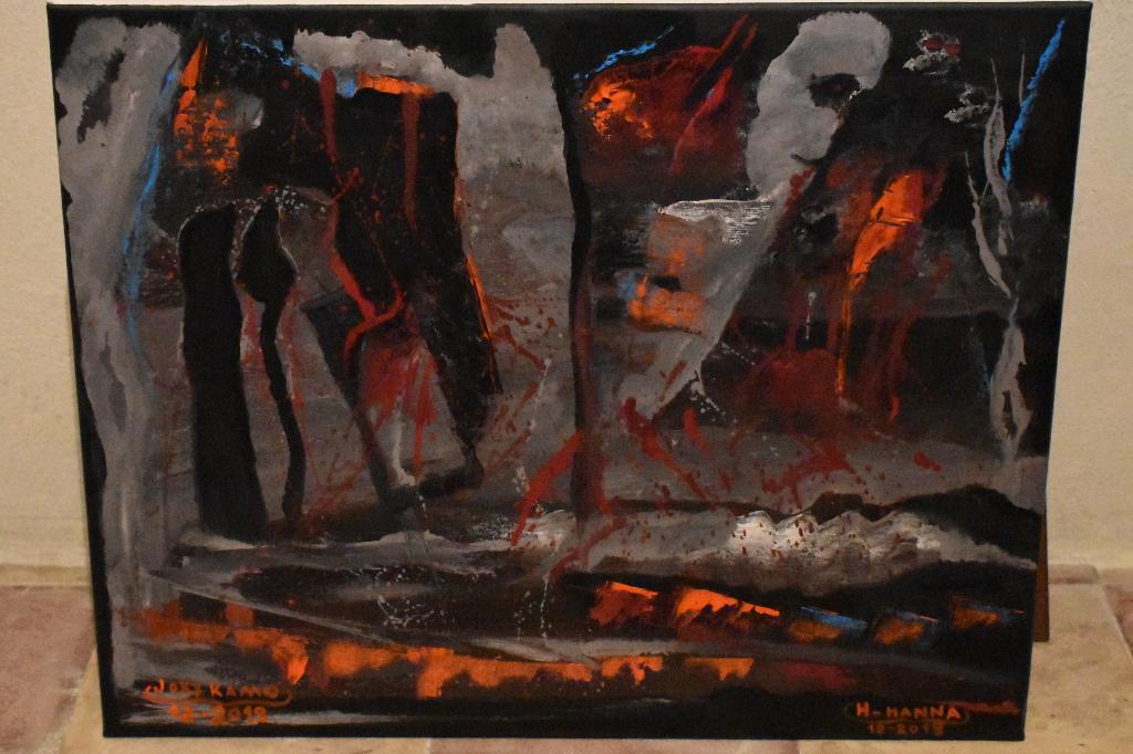 Abstracte schilderkunst, gezichten, door joky Kamo, Antiek en Kunst, Kunst | Schilderijen | Abstract, Ophalen
