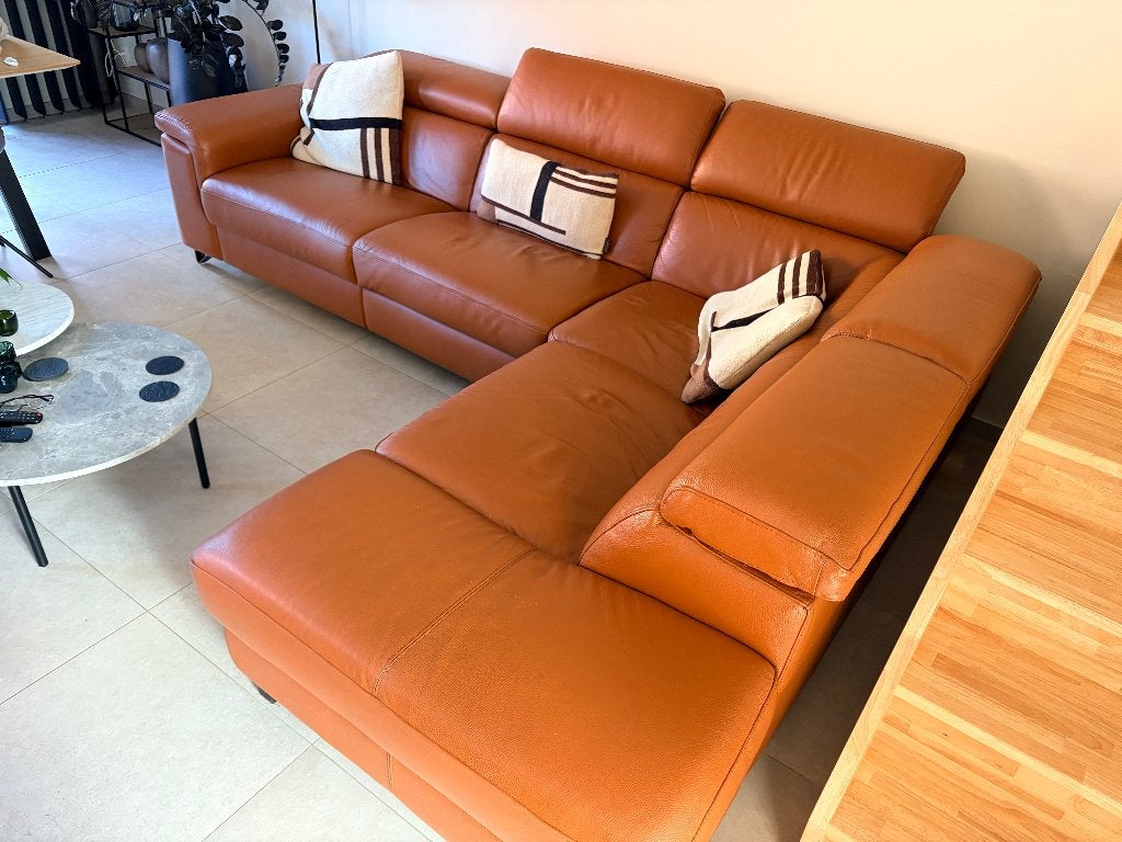 Te koop: Lederen hoekzetel, Enlèvement, Utilisé, Cuir, Modern stijlvol
