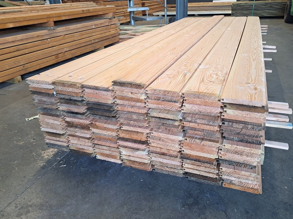 TE KOOP: Planken/Douglas/tand-groef/blokhutprofiel: 2reeksen, Jardin & Terrasse, Enlèvement, Neuf, 250 cm ou plus, Planches