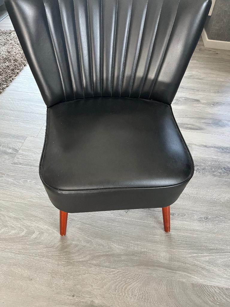 Cocktailstoel vintage jaren 50, Huis en Inrichting, Stoelen, Ophalen, Overige materialen, Gebruikt, Zwart