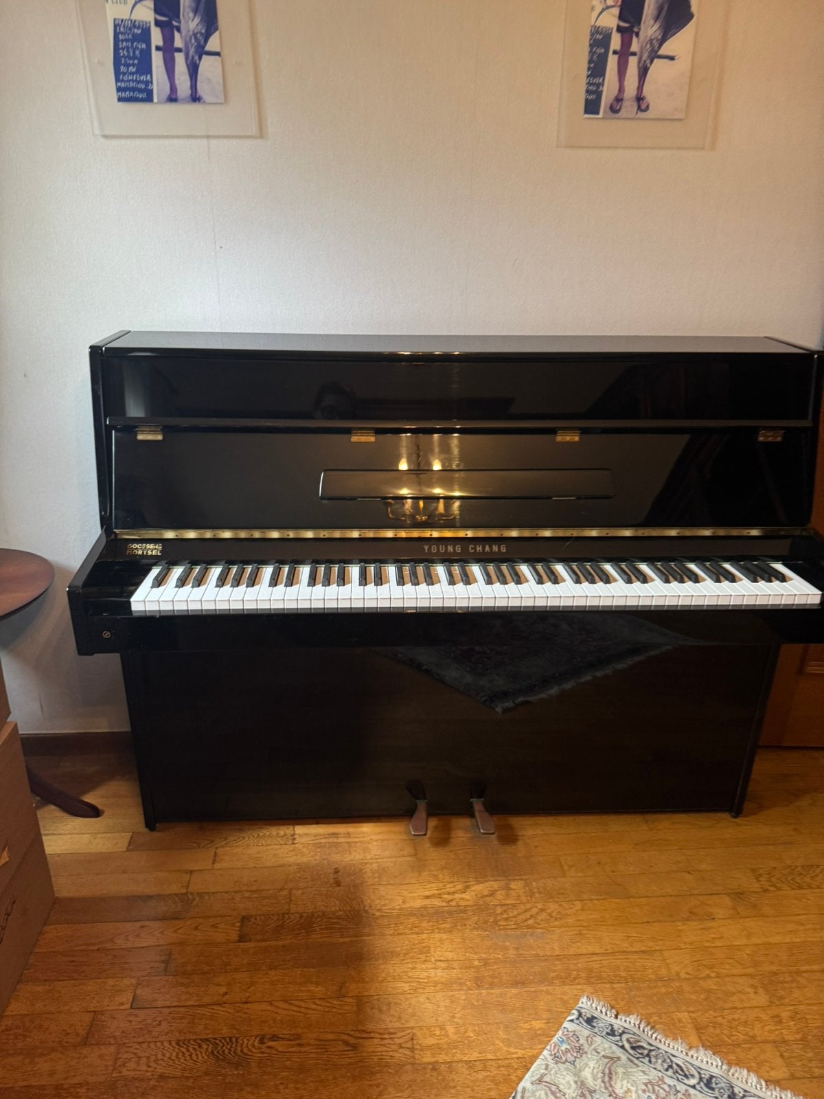 akoestische Young Chang piano (1993) in Uitstekende staat, Ophalen, Zwart, Zo goed als nieuw, Piano