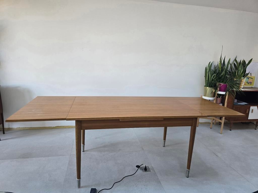 Vintage tafel met 6 stoelen, Huis en Inrichting, Tafels | Eettafels, Ophalen
