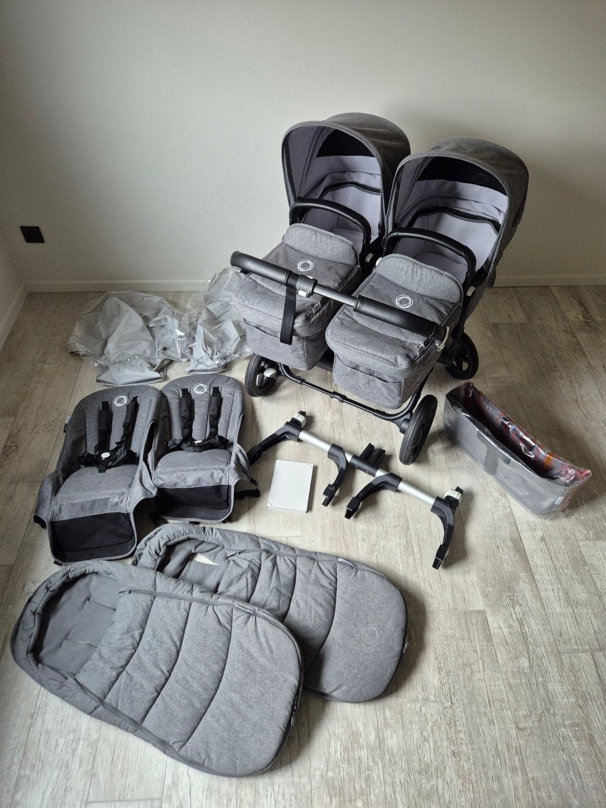 Bugaboo Donkey 3 Twin / Duo Grey Melange set, Gebruikt, Duowagen, Bugaboo, Ophalen