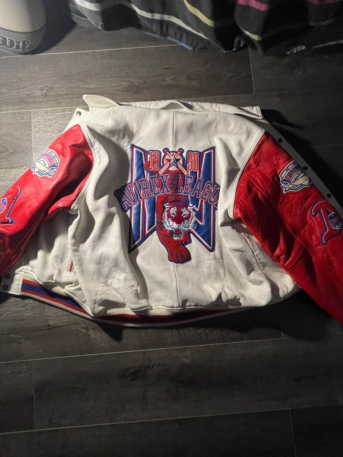 Blouson Avirex Varsity Cuir "1990 League Tiger", Envoi, Comme neuf