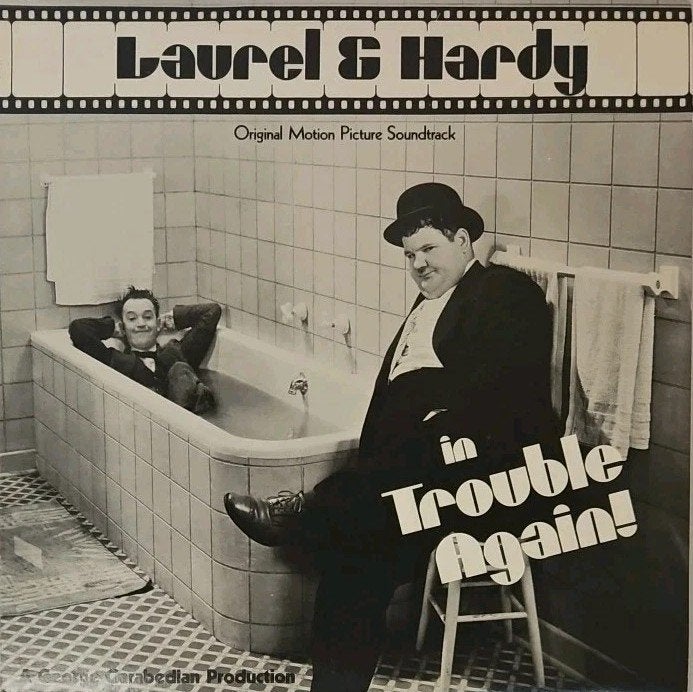 Laurel & Hardy LP---In Trouble Again!, 12 inch, Inclusief binnenhoes, Ophalen of Verzenden, 1970 - 1979