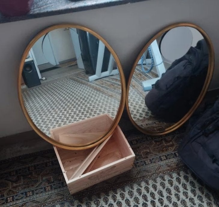 2 Vintage ovale spiegels, Moins de 100 cm, Enlèvement, Utilisé, Ovale