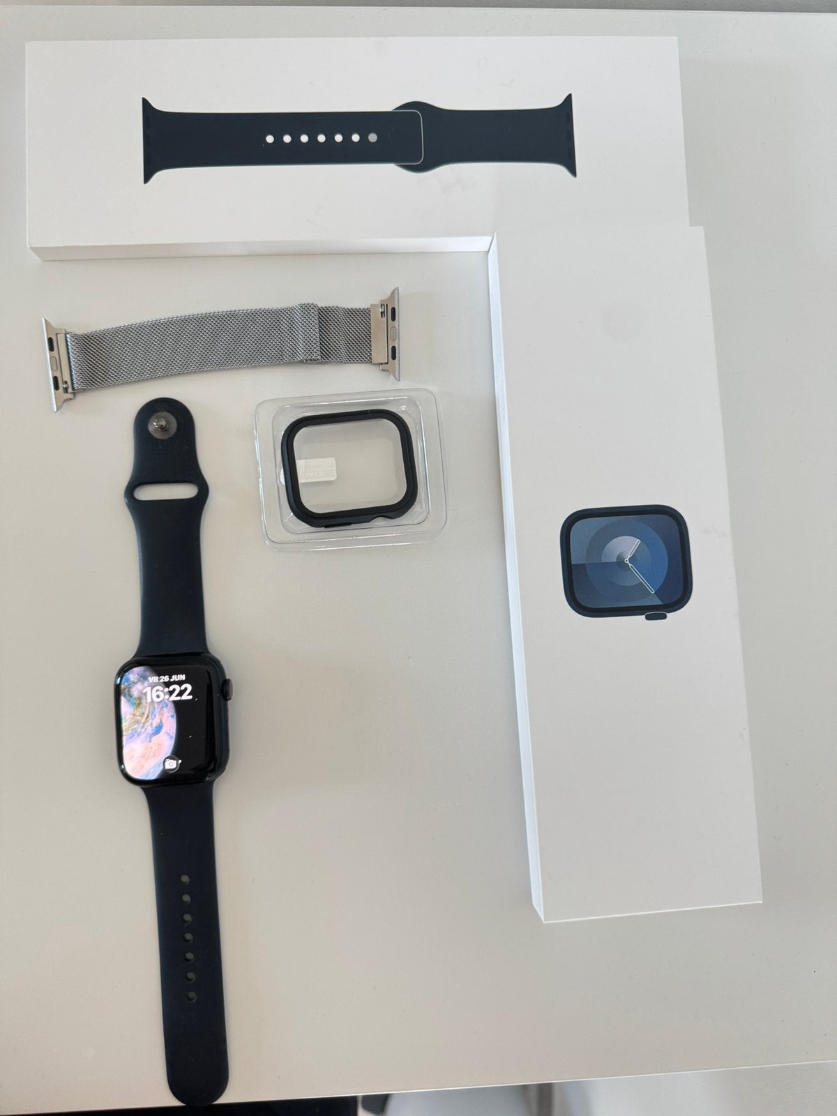 Apple Watch S9 GPS + Cellular 45mm Aluminium - Batterij 100%, Ophalen, Blauw, IOS, Nieuw