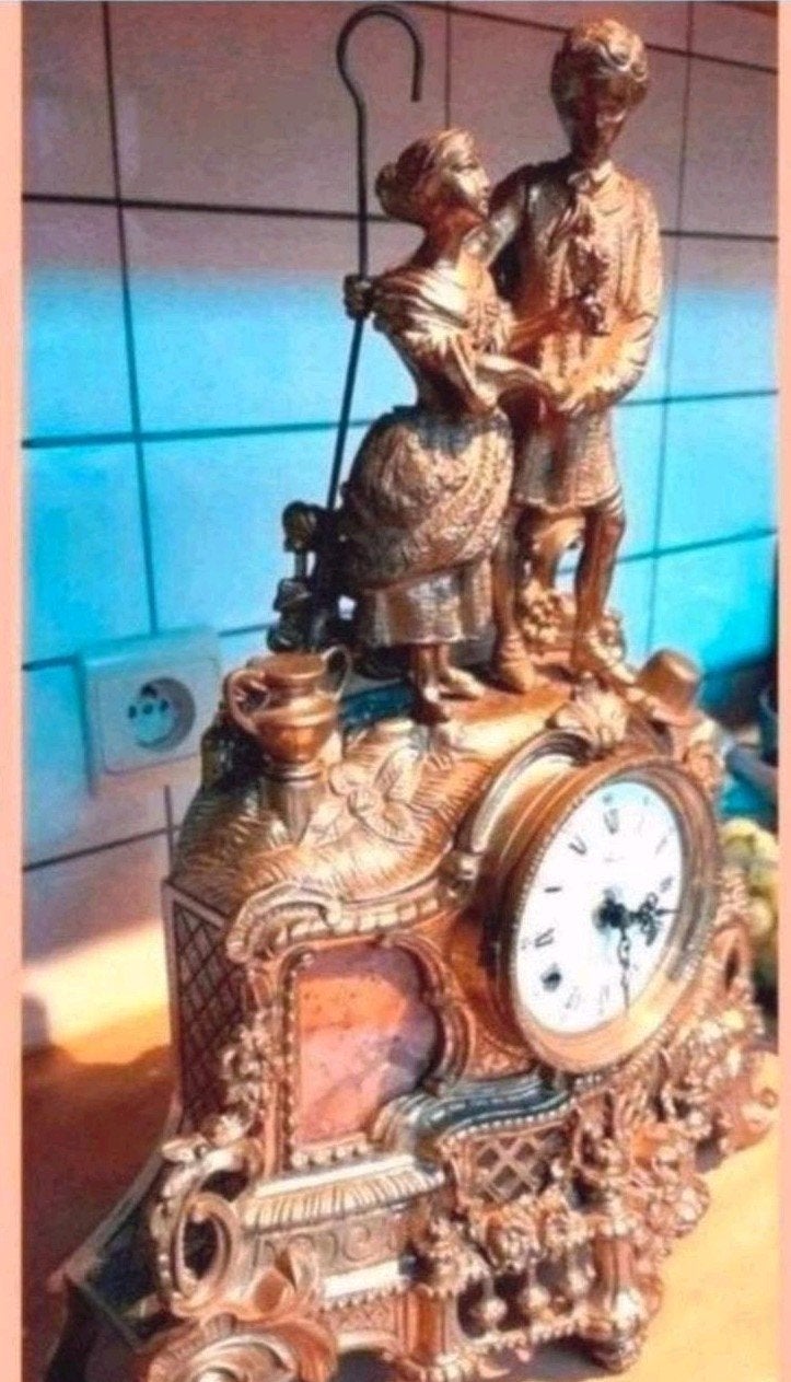 Horloge de cheminée italienne « Lovers » de Lancini, Antiquités & Art, Enlèvement ou Envoi