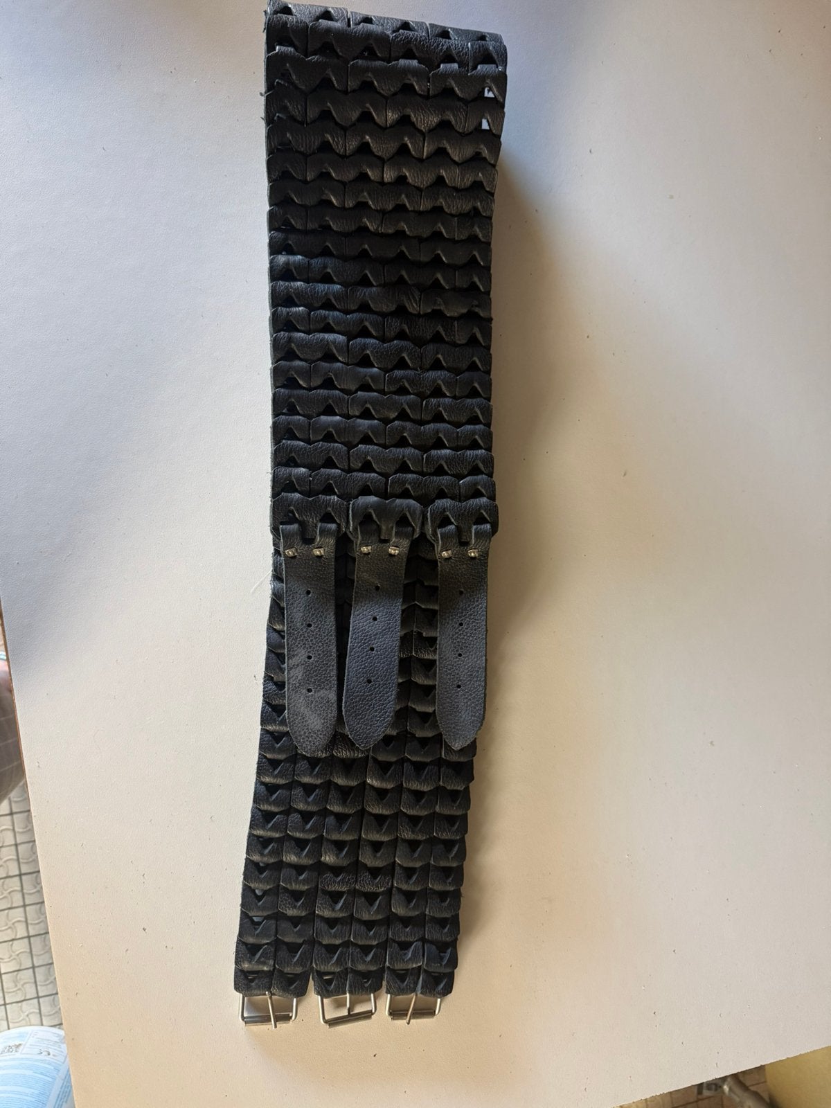 Vintage Lederen Niergordel – Brede Biker Riem met 3 Gespen, Ophalen, Zo goed als nieuw