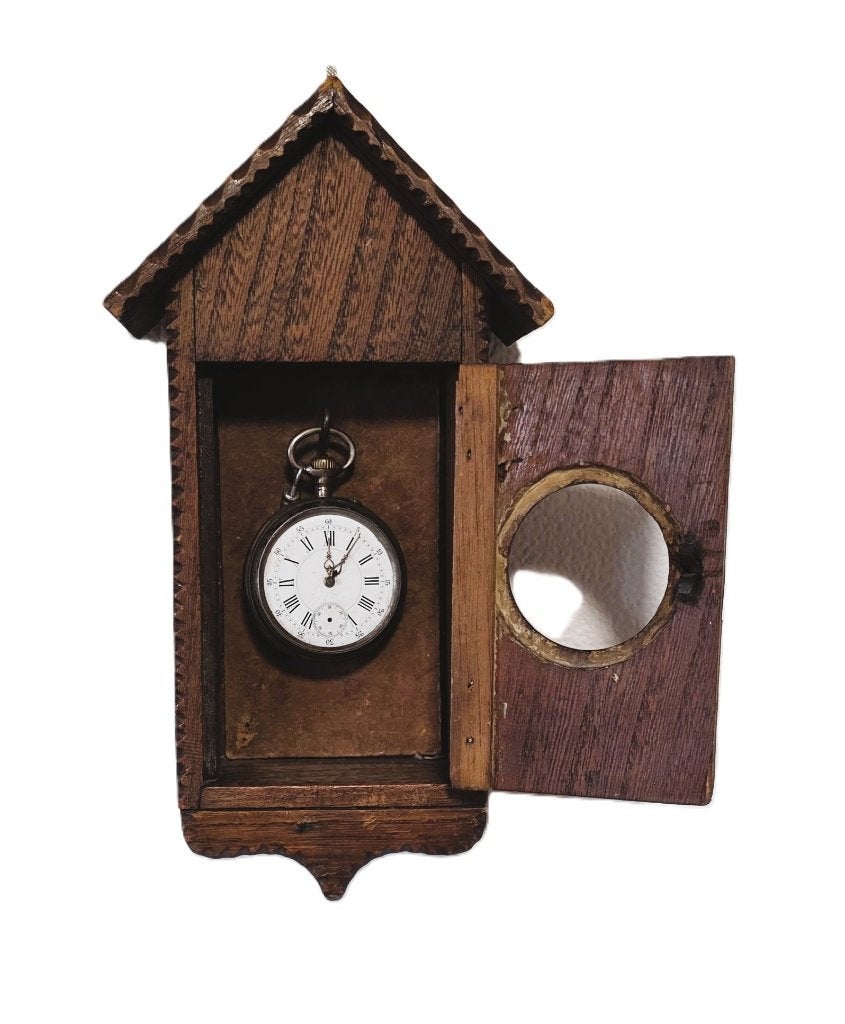 Antiek houten zakhorloge houder., Ophalen of Verzenden, Overige materialen, Zakhorloge, 1930 tot 1960