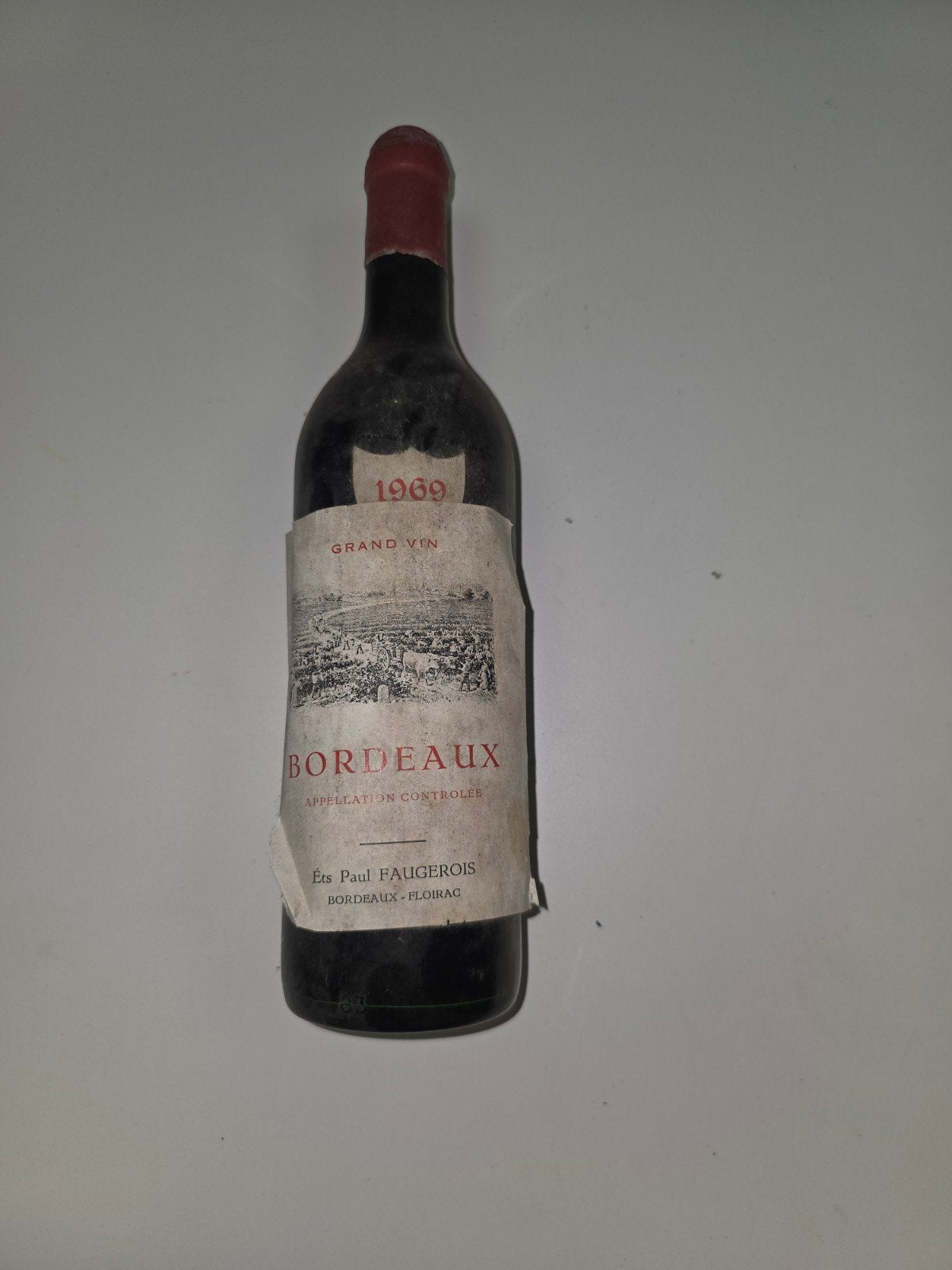 Grand Vin Bordeaux 1969 van Éts Paul Faugerois (Bordeaux – F, Verzamelen, Wijnen, Ophalen