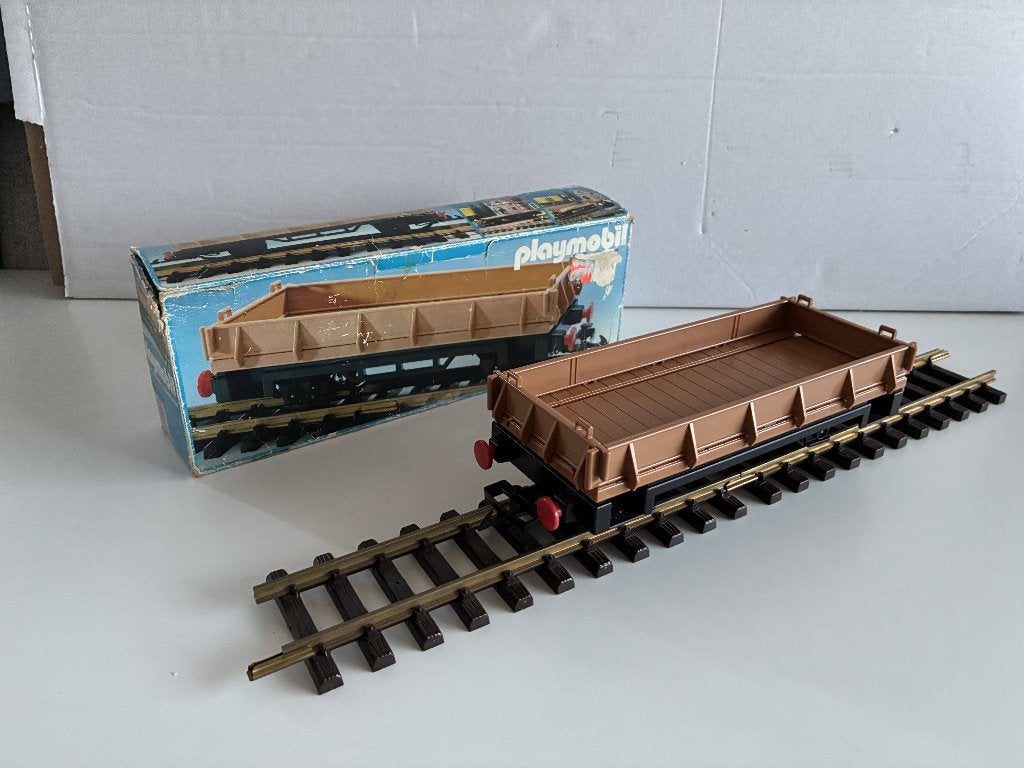 Playmobil 4104 Platte Trein Wagon  - incl. BOX - Lot C8, Gebruikt, Complete set, Voertuig, Ophalen of Verzenden