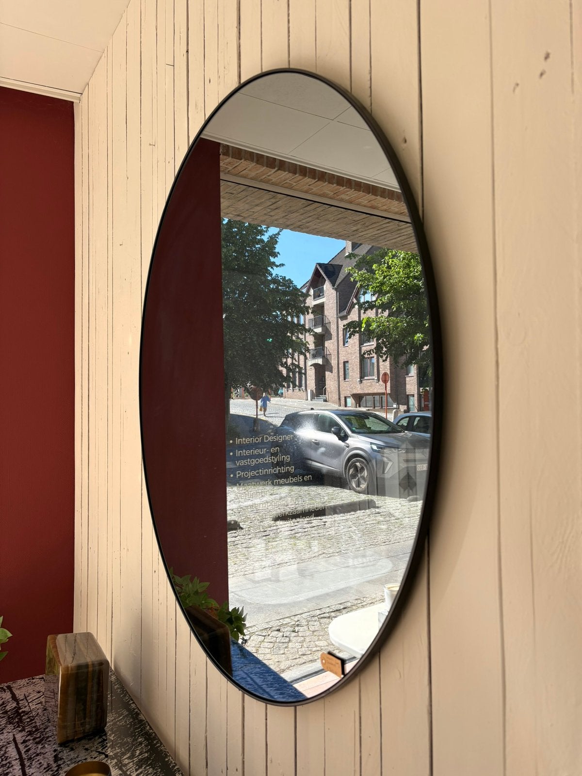 RONDE SPIEGEL — Zwart frame, 115cm, Ophalen, Leonardo, 100 tot 150 cm, 100 tot 125 cm