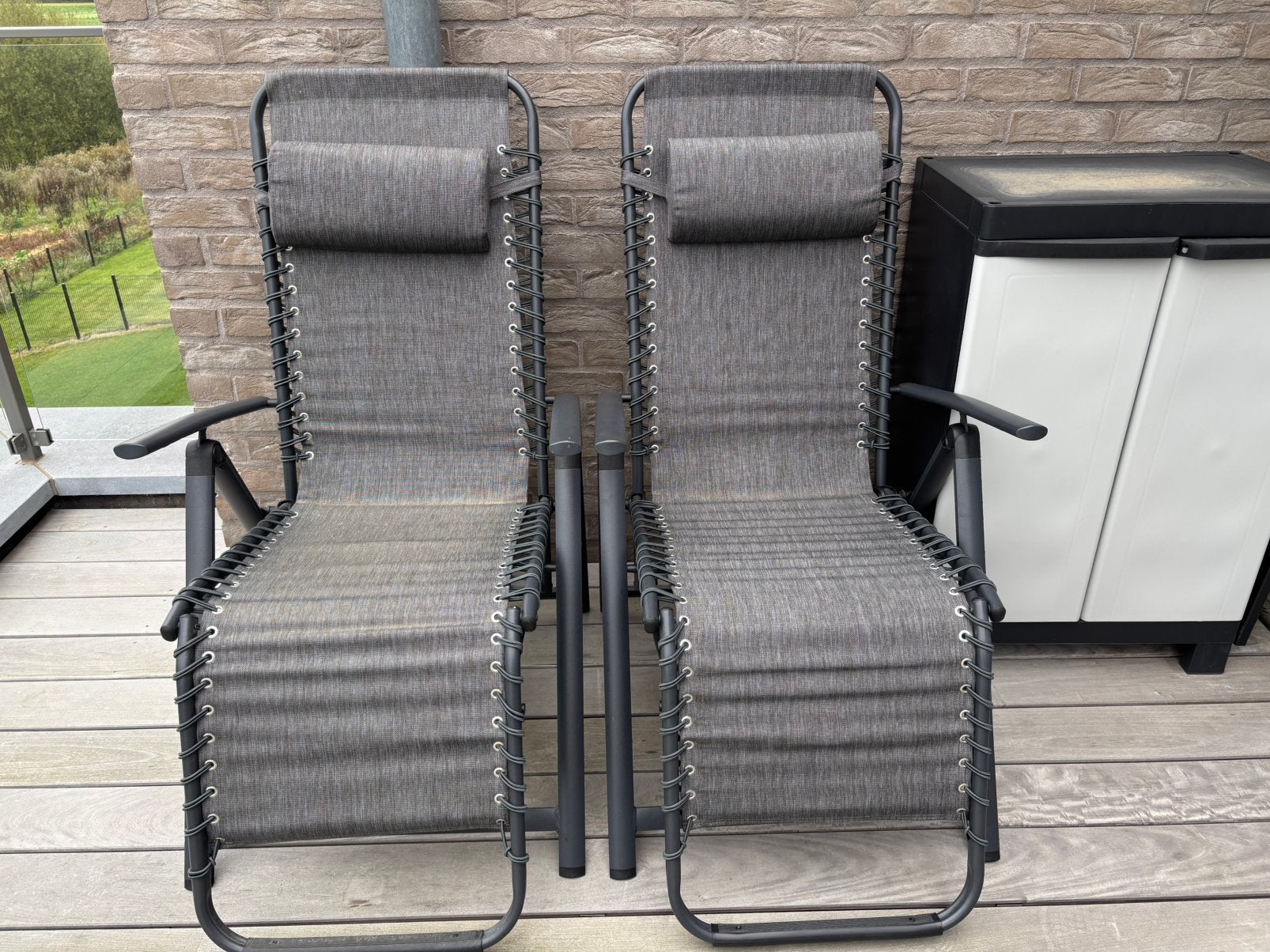 2 chaises longue peu servi., Caravans en Kamperen, Ophalen, Gebruikt, Campingstoel