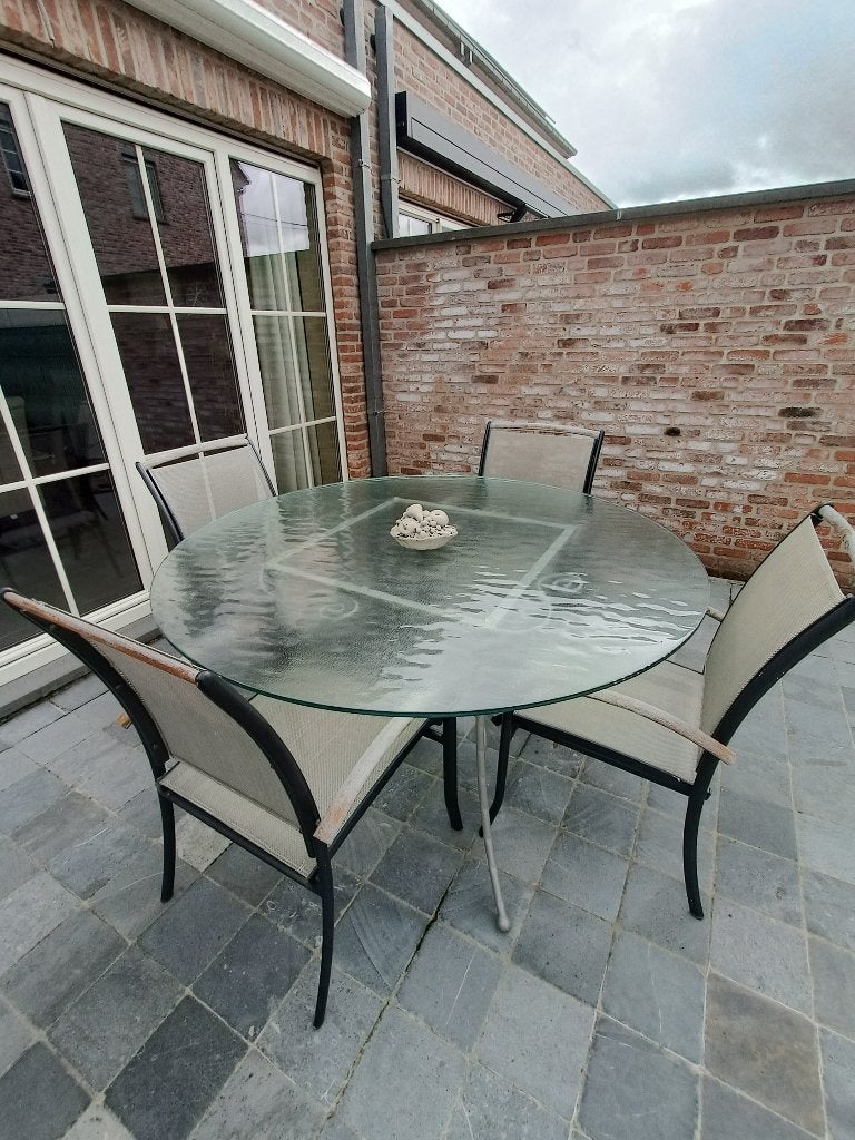 Tuintafel met stoelen, Ophalen, Zo goed als nieuw, Rond, Metaal