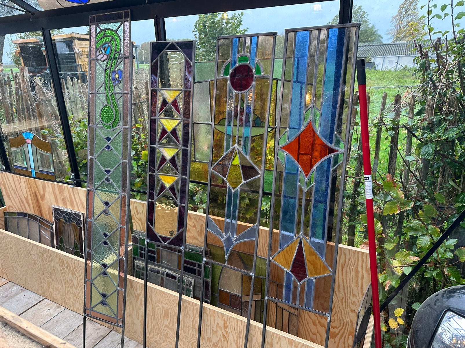 Glas in lood tuin ornamenten, Enlèvement, Comme neuf