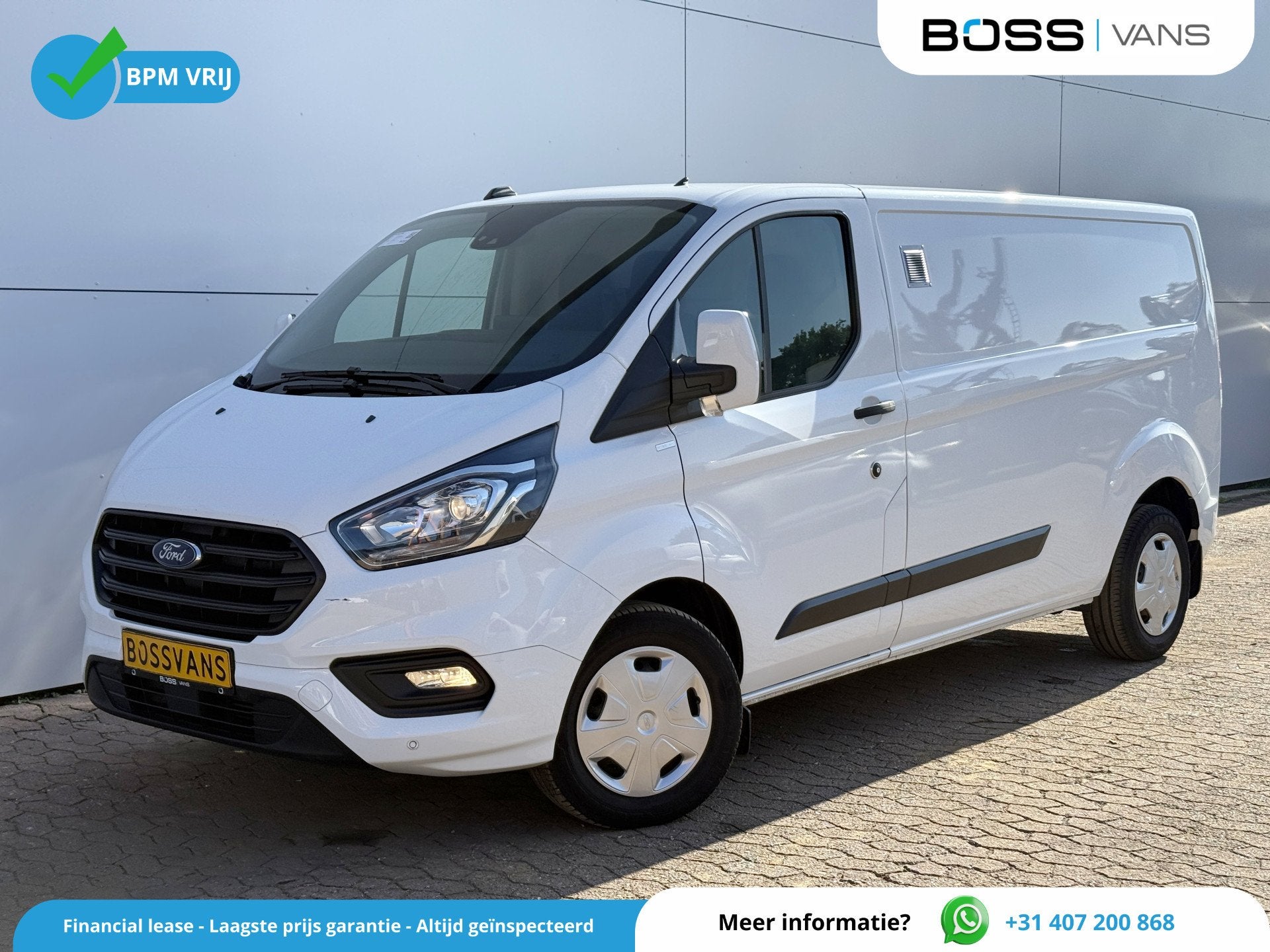 Ford Transit Custom 2.0 EcoBlue 130PK Automaat L2 Cruise Con, Auto's, Stof, Zwart, Wit, Diesel