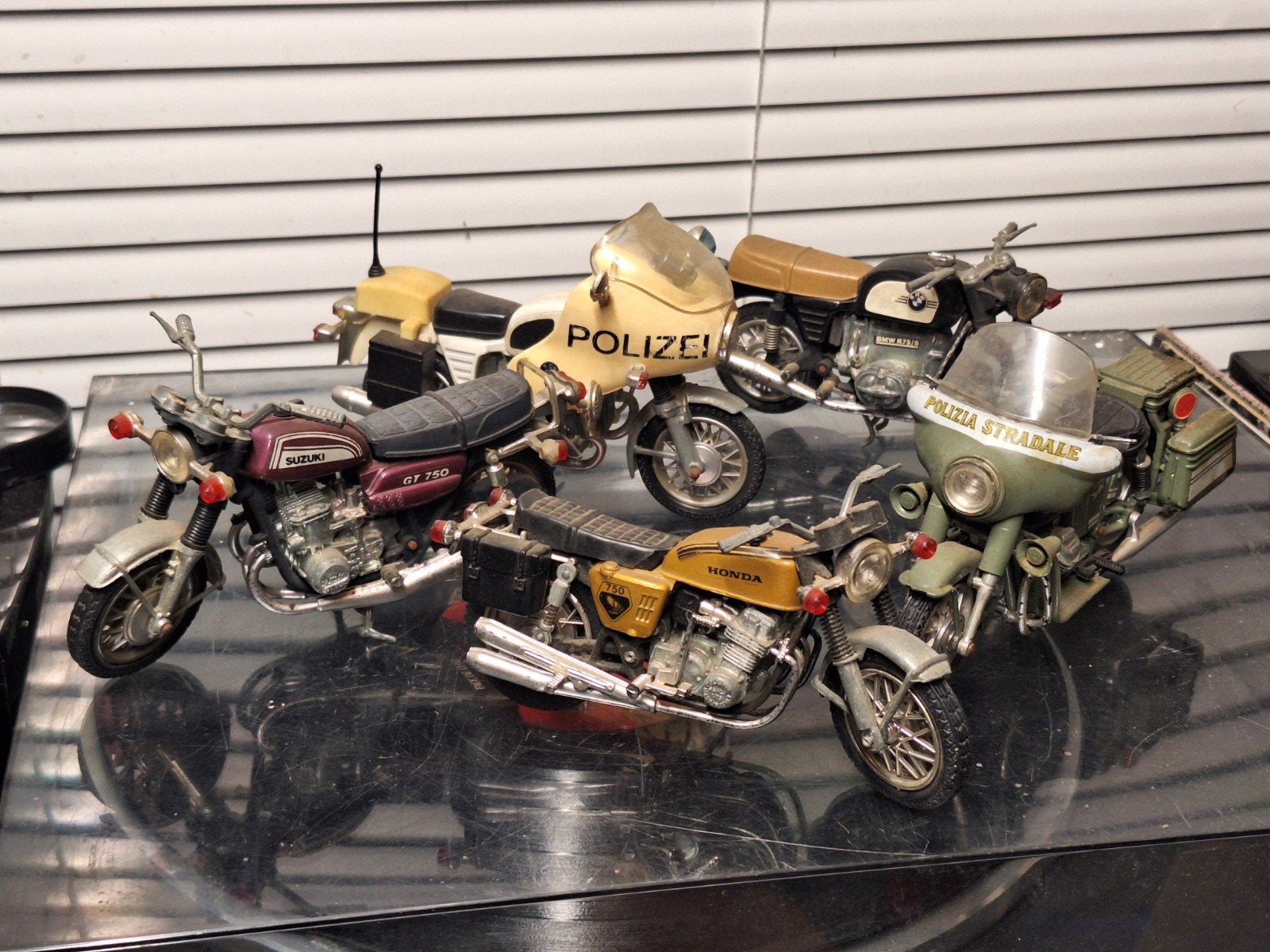 lot 5 vintage Politoys 1/15 en 2 motorfietsen voor onderdele, Verzamelen, Ophalen of Verzenden