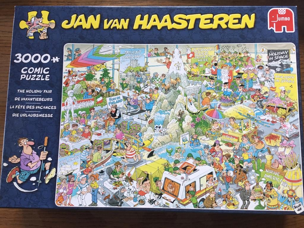 Puzzel Jumbo 3000 Jan Van Haasteren De vakantiebeurs, Ophalen of Verzenden, Meer dan 1500 stukjes, Gebruikt, Legpuzzel