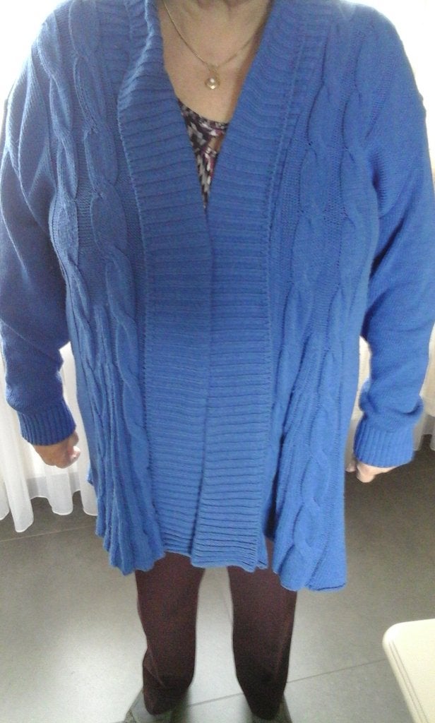 Dames losse cardigan, Blauw, Maat 42/44 (L), Gedragen, Jouly