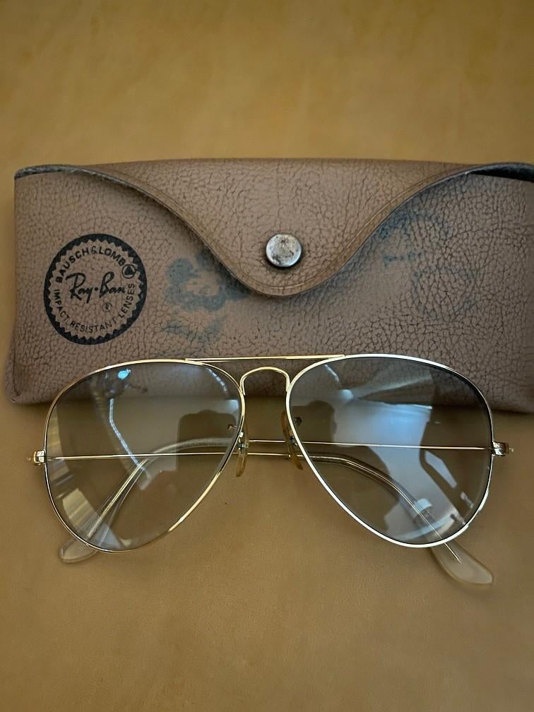 Vintage B&L Ray-Ban Aviator 58mm zonnebril photochromic A28, Gebruikt, Zonnebril, Overige kleuren, Ophalen of Verzenden