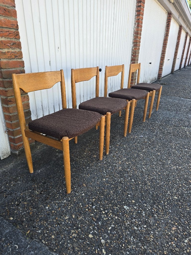 4  vintage design stoelen, Ophalen, Hout, Gebruikt, Bruin