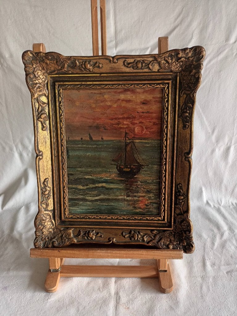 Peinture 19 eme bateaux, Envoi, Classique, Maritime / eau, Toile