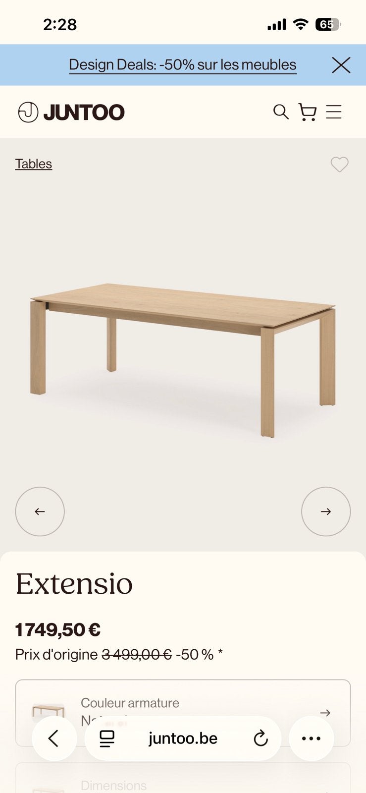 Table extensible chêne - dommage humidité reversible, Enlèvement, Comme neuf, Chêne