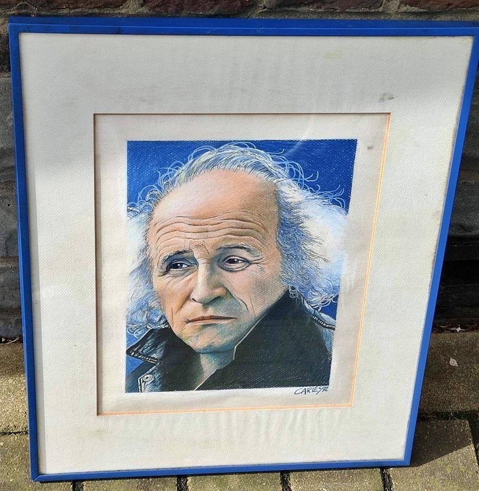 Pastel Léo Ferre signe Carles 92, Antiquités & Art, Art | Peinture | Classique, Enlèvement ou Envoi, Pastel