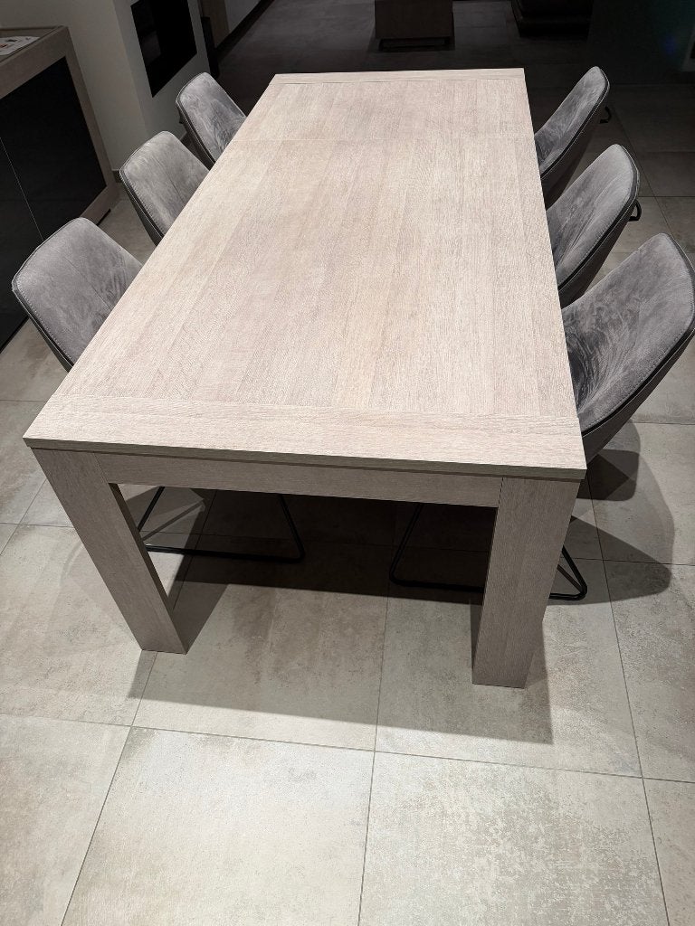 Table à manger Tocca avec allonge, chêne gris clair, Enlèvement, Chêne