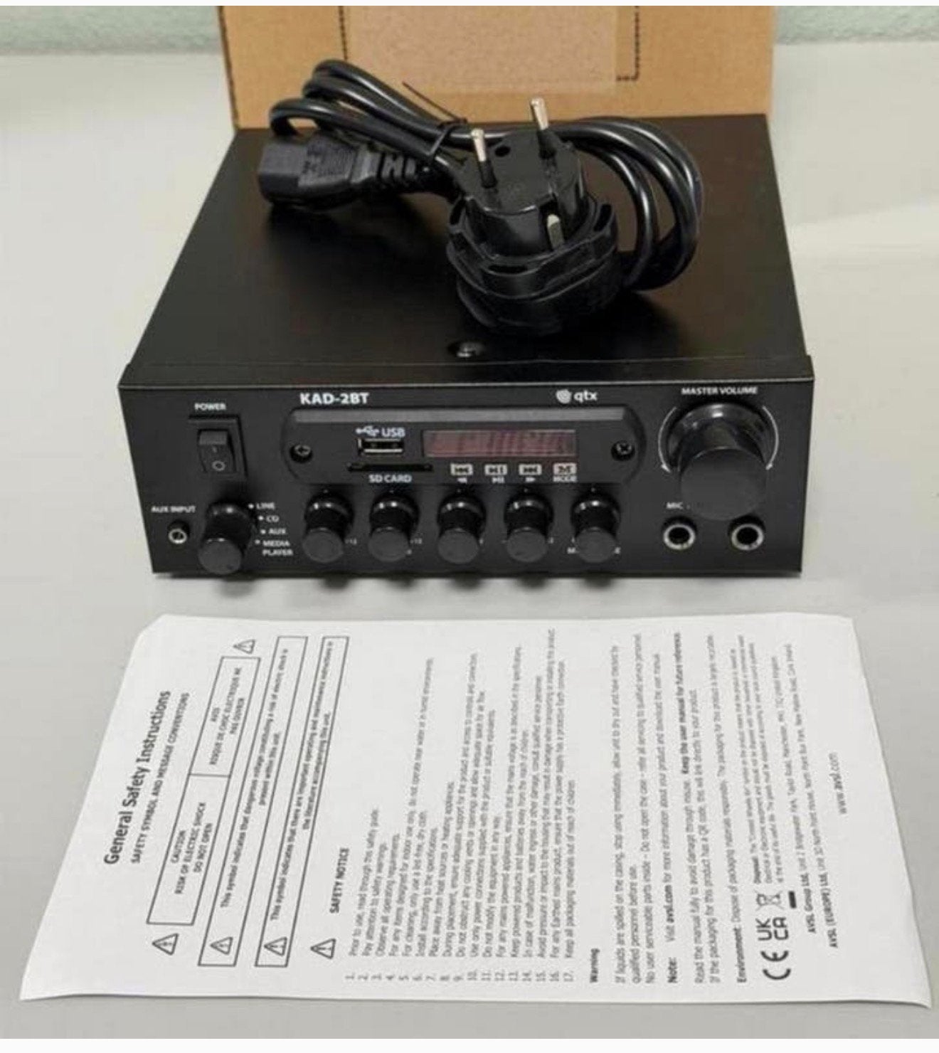QTX kad-2bt digitale versterker met bluetooth usb mic NIEUW, Audio, Tv en Foto, Versterkers en Ontvangers, Ophalen of Verzenden