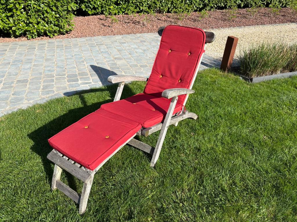 Deckchair / ligbed / ligzetel incl kussen, Tuin en Terras, Ligbedden, Ophalen, Zo goed als nieuw