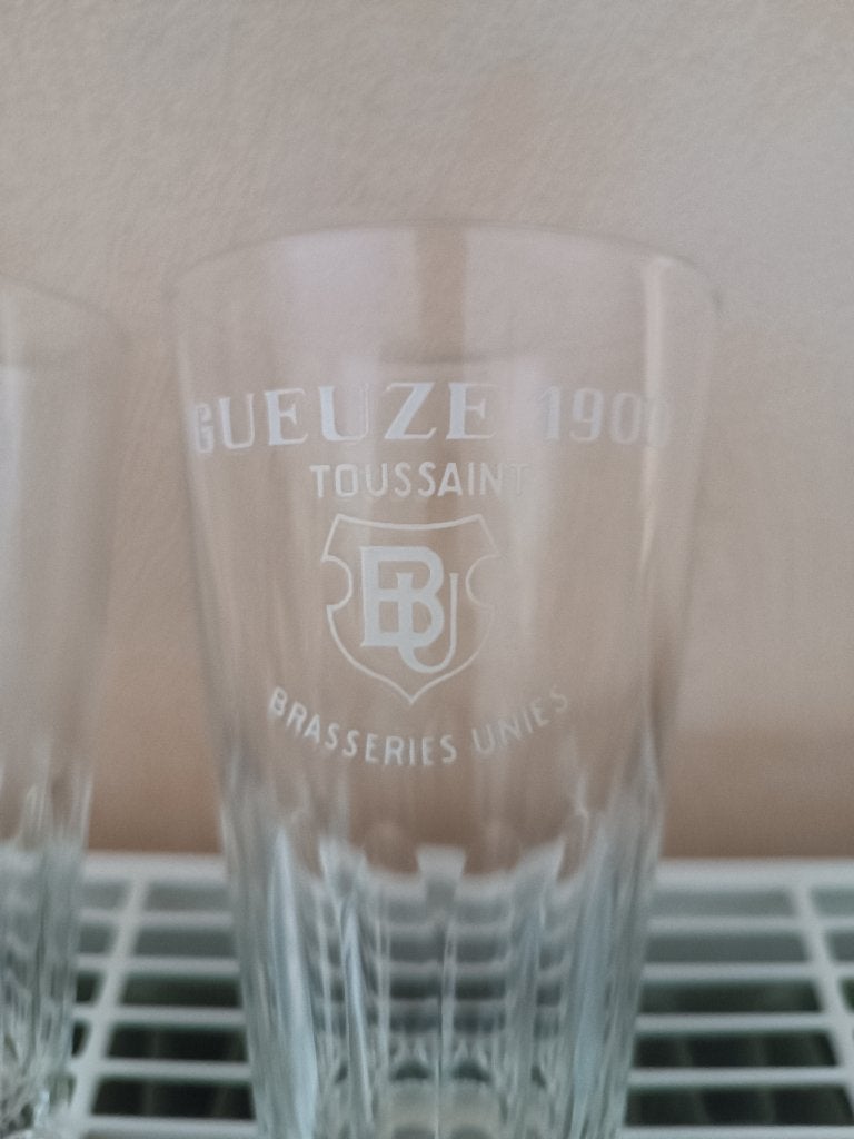 A vendre 2 verres a gueuze 1900 Toussaint, Enlèvement, Utilisé, Verre à bière