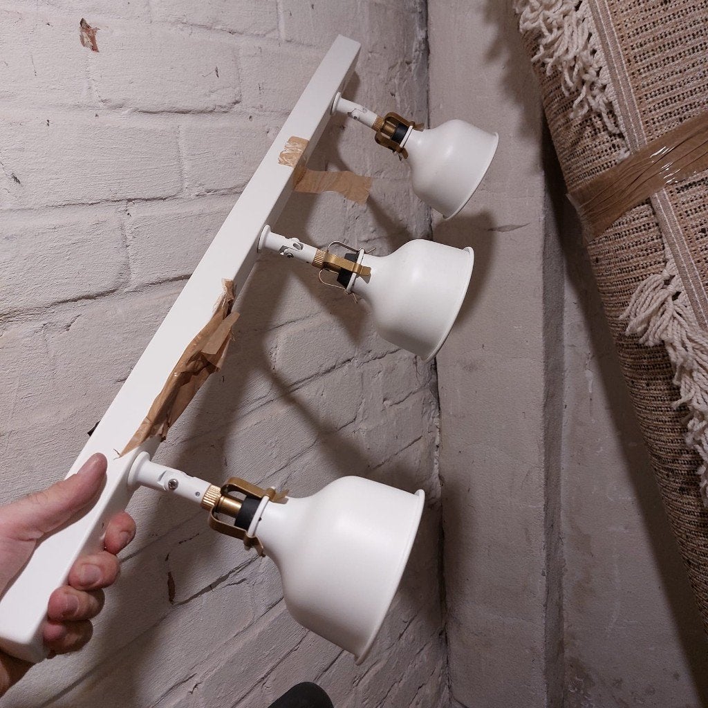 Plafondlamp IKEA — 3 witte spots, Huis en Inrichting, Lampen | Hanglampen, Ophalen, GU10, Zo goed als nieuw, IKEA