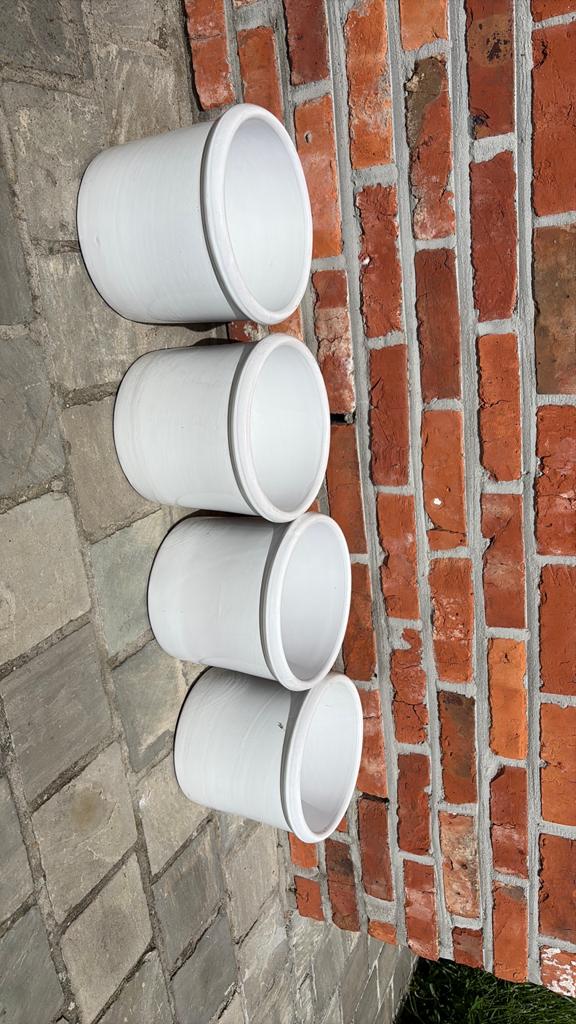 4 pots de fleurs en pierre blanche, Enlèvement, Comme neuf