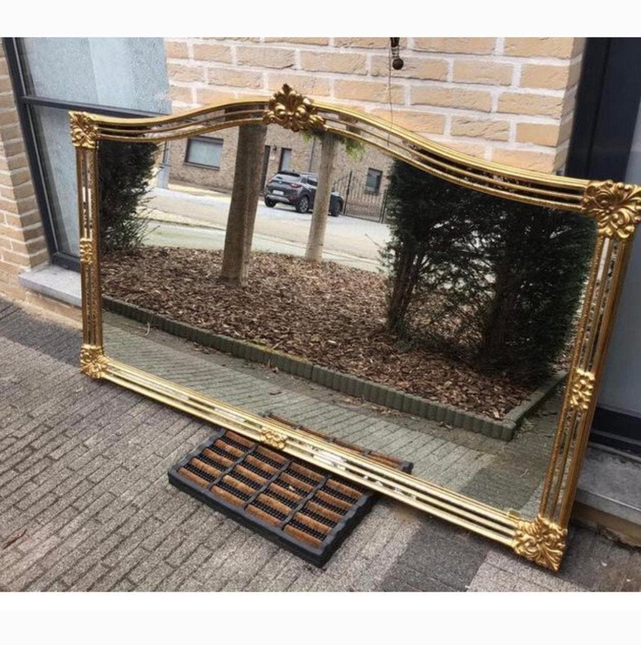Miroir Deknudt XXL en métal doré, Enlèvement ou Envoi